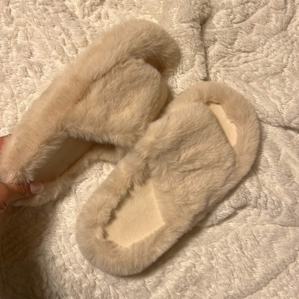 White Furry Slippers